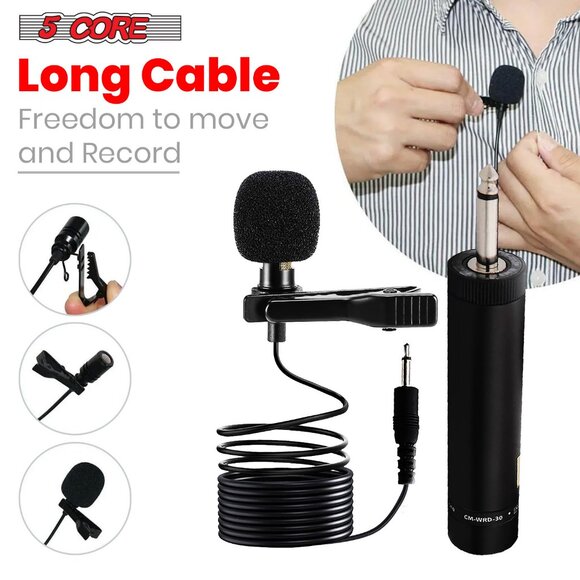 5 CORE Premium Lavalier Microphone Lapel Clip-on Mini Wired Omnidirectional Cond - Picture 12 of 15